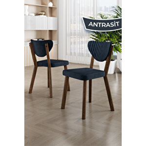 Akort Serisi Mdf Sabit 80x130 Atlantik Çam Mutfak Masası Takımı 4 Antrasit Sandalye