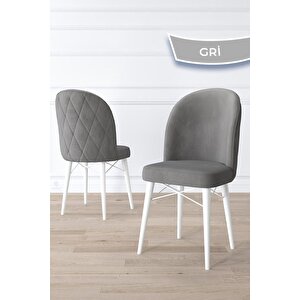 Rut Serisi Açılabilir Mdf 80x132 Beyaz Mermer Desen Mutfak Masası Takımı Ve 6 Gri Sandalye