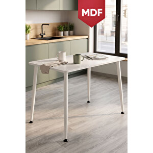 Belek Serisi Mdf Sabit 60x90 Beyaz Mutfak Masası Takımı 2 Adet Cappucino Sandalye