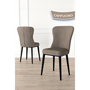 Tita Serisi 2 Adet Cappucino Mutfak Sandalyesi Metal Siyah Ayaklı 1. Sınıf Babyface Kumaş