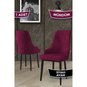 Trex Serisi 1.sınıf Babyface Kumaş 1 Adet Mürdüm Sandalye Siyah Metal Ayak