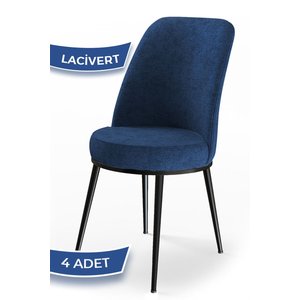 Dexa Serisi Lacivert Renk 4 Adet Sandalye, Renk Lacivert, Ayaklar Siyah