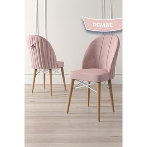 Ritim Serisi 6 Adet Pembe Sandalye 1.sınıf Babyface Ithal Kumaş Doğal Ahşap Ayak Gümüş Halkalı