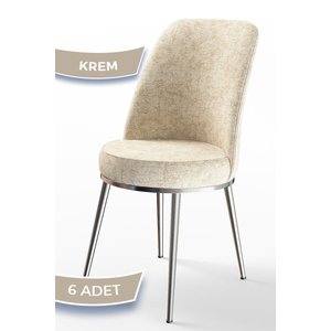 Dexa Serisi Krem Renk 6 Adet Sandalye, Renk Krem, Ayaklar Krom