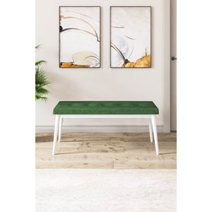 Rio Serisi 80x132 Açılabilir Mdf Mutfak Masası Takımı Beyaz Masa 4 Haki Yeşil Sandalye 1 Bench