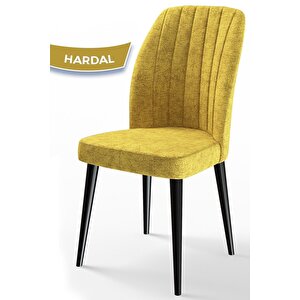Etra Serisi, Üst Kalite 1.sınıf Sandalye, 4 Adet Hardal Sandalye, Siyah Gürgen Ayaklı