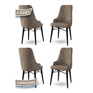 Neta Serisi 1.sınıf Babyface Kumaş Sandalye Siyah Gürgen Ayak 4 Adet Cappucino Sandalye