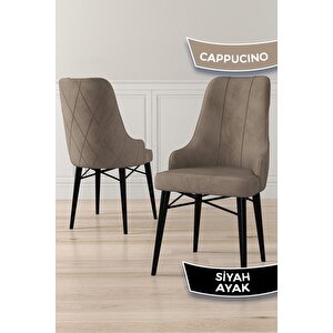 Neta Serisi 1.sınıf Babyface Kumaş Sandalye Siyah Gürgen Ayak 4 Adet Cappucino Sandalye