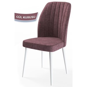 Etra Serisi, Üst Kalite Yemek Odası Sandalyesi, 6 Adet Gülkurusu Sandalye, Beyaz Gürgen Ayaklı