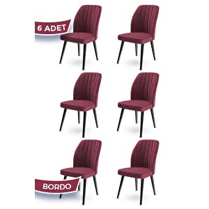 Platinum Serisi Üst Kalite Mutfak Sandalyesi 6 Adet Bordo Sandalye Metal Kahverengi Iskeletli