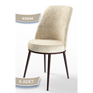 Dexa Serisi Krem Renk 6 Adet Sandalye, Renk Krem, Ayaklar Kahverengi