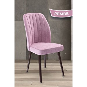 Platinum Serisi Üst Kalite Mutfak Sandalyesi Pembe Sandalye Metal Kahverengi Iskeletli