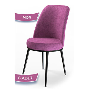 Dexa Serisi Mor Renk 6 Adet Sandalye, Renk Mor, Ayaklar Siyah