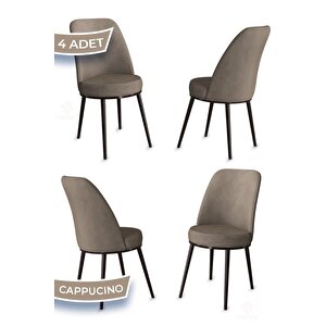Jaxe Serisi 4 Adet Cappucino Yemek Odası Sandalyesi Metal Kahverengi Iskelet 1. Sınıf Babyface Kumaş