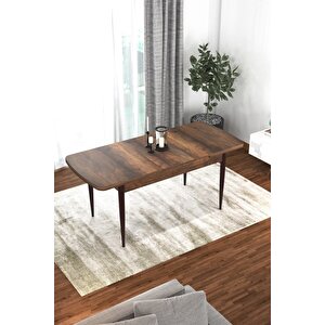 Via Serisi Mdf 80x132 Açılabilir Mutfak Masası Takımı Barok Desen Masa 8 Kiremit Sandalye