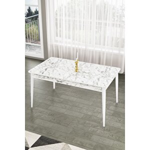 Lav Serisi 80x130 Beyaz Mermer Desen Sabit Masa