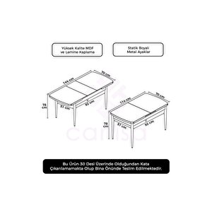 Han Serisi 70x114 Açılabilir Mdf Mutfak Masası Yemek Masası Barok Ahşap Desen
