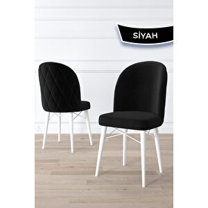 Rut Serisi Açılabilir Mdf 80x132 Beyaz Masa Yemek Odası Takımı Ve 4 Siyah Sandalye