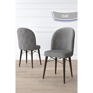 Rut Serisi Açılabilir Mdf 80x132 Barok Ahşap Desen Mutfak Masası Takımı Ve 6 Gri Sandalye