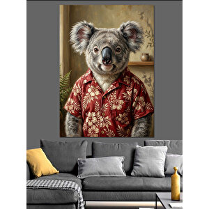 Çiçekli Gömlekli Koala Portresi Dekoratif Kanvas - Mdf Ahşap Tablo 50x70 cm