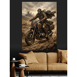 Tozlu Yollarda Kıyamet Sonrası Motorcu Dekoratif Kanvas - Mdf Ahşap Tablo 70x100 cm