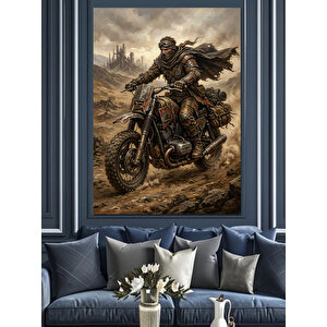 Tozlu Yollarda Kıyamet Sonrası Motorcu Dekoratif Kanvas - Mdf Ahşap Tablo 70x100 cm