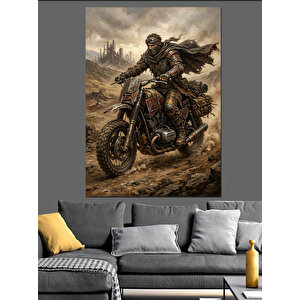 Tozlu Yollarda Kıyamet Sonrası Motorcu Dekoratif Kanvas - Mdf Ahşap Tablo 70x100 cm