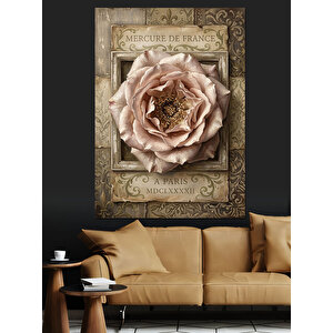 Eskitme Kitap Üzerinde Gül Dekoratif Kanvas - Mdf Ahşap Tablo 50x70 cm