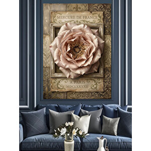 Eskitme Kitap Üzerinde Gül Dekoratif Kanvas - Mdf Ahşap Tablo 50x70 cm