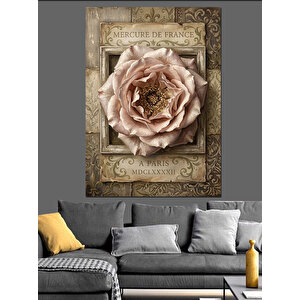 Eskitme Kitap Üzerinde Gül Dekoratif Kanvas - Mdf Ahşap Tablo 50x70 cm