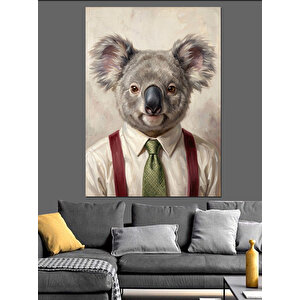 Kravatlı Ve Gözlüklü Koala Portresi Dekoratif Kanvas - Mdf Ahşap Tablo 70x100 cm