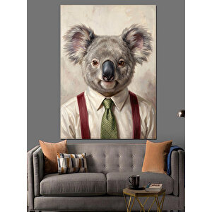 Kravatlı Ve Gözlüklü Koala Portresi Dekoratif Kanvas - Mdf Ahşap Tablo 70x100 cm
