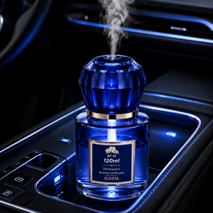 Auhma Af-13 120ml Şarjlı Ultrasonik Araç Koku Difüzörü Mavi Ambiyans Işıklı Blue Tea Esans Aroma Yayıcı