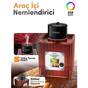 Auhma Af-09 Araç İçi Hava Nemlendirici Ve Koku Makinesi Hilton Esansı – 500ml Aromaterapi Difüzör + Rgb Işıklı