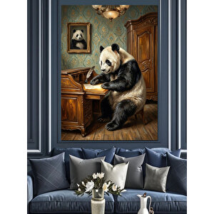 Piyano Çalan Karizmatik Panda Portresi Dekoratif Kanvas - Mdf Ahşap Tablo 50x70 cm