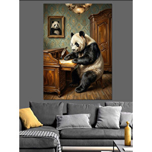 Piyano Çalan Karizmatik Panda Portresi Dekoratif Kanvas - Mdf Ahşap Tablo 50x70 cm