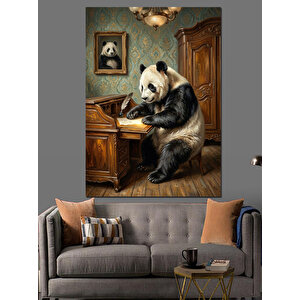 Piyano Çalan Karizmatik Panda Portresi Dekoratif Kanvas - Mdf Ahşap Tablo 50x70 cm