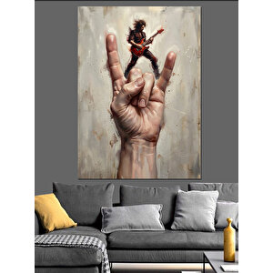 Parmak Üstünde Gitar Çalan Figür Dekoratif Kanvas - Mdf Ahşap Tablo 100x140 cm