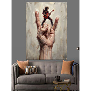 Parmak Üstünde Gitar Çalan Figür Dekoratif Kanvas - Mdf Ahşap Tablo 100x140 cm