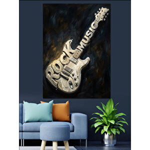 Müzik Yazılı Klasik Gitar Sanatı Dekoratif Kanvas - Mdf Ahşap Tablo 70x100 cm
