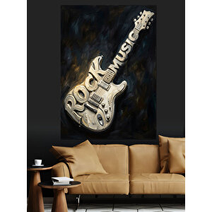 Müzik Yazılı Klasik Gitar Sanatı Dekoratif Kanvas - Mdf Ahşap Tablo 70x100 cm