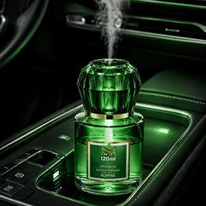 Auhma Af-13 120ml Şarjlı Ultrasonik Araç Koku Difüzörü Yeşil Ambiyans Işıklı Blue Tea Esans Aroma Yayıcı