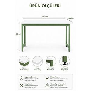 Beyaz Çalışma Masası, Yeşil Çalışma Masası, 120 Cm Çalışma Masası, Çocuk Çalışma Masası, Calisma Masasi, Ders Çalışma Masası, Ofis Masası, Bilgisayar Masası, Pc Masası, Yemek Masası, Metal Ayaklı