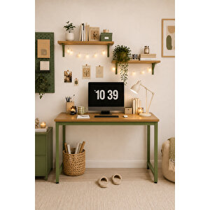 Çam/yeşil Çalışma Masası, 120 Cm, Çocuk Çalışma Masası, Ders Çalışma Masası, Ofis Masası, Bilgisayar Masası, Pc Masası, Yemek Masası, Mutfak Masası, Metal Ayaklı