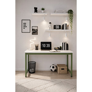 Beyaz/yeşil Çalışma Masası, 140 Cm Çalışma Masası, Çocuk Çalışma Masası, Ders Çalışma Masası, Ofis Masası, Bilgisayar Masası, Pc Masası, Yemek Masası, Mutfak Masaı, Metal Ayaklı