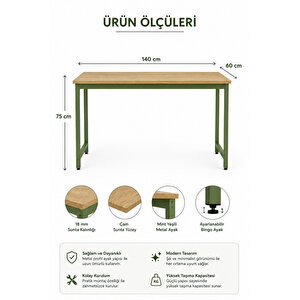 Çam Çalışma Masası, Yeşil Çalışma Masası, 140 Cm Çalışma Masası, Çocuk Çalışma Masası, Calisma Masasi, Ders Çalışma Masası, Ofis Masası, Bilgisayar Masası, Pc Masası, Yemek Masası, Metal Ayaklı