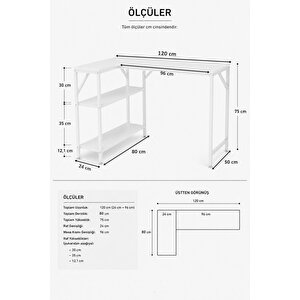 Çam/yeşil L Masa, Kitaplıklı, Raflı, 120 Cm Çalışma Masası, Bilgisayar, Pc, Oyuncu, Gaming Masası Metal Ayaklı