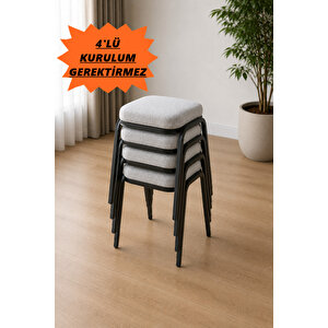 4 Adet Siyah Metal Ayaklı Boyalı Tabure ,sert Süngerli (çökme Yapmaz), 3 Cm Süngerli, Kumaşlı