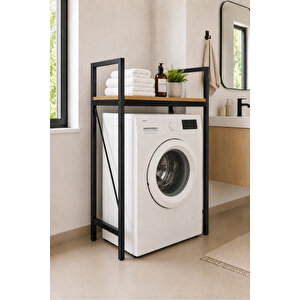 Lifos Çam/siyah Raflı Çamaşır Makinesi Dolabı Kurutma Makinesi Dolabı Metal Banyo Dolabı