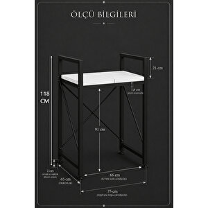 Lifos Beyaz/siyah Raflı Çamaşır Makinesi Dolabı Kurutma Makinesi Dolabı Metal Banyo Dolabı